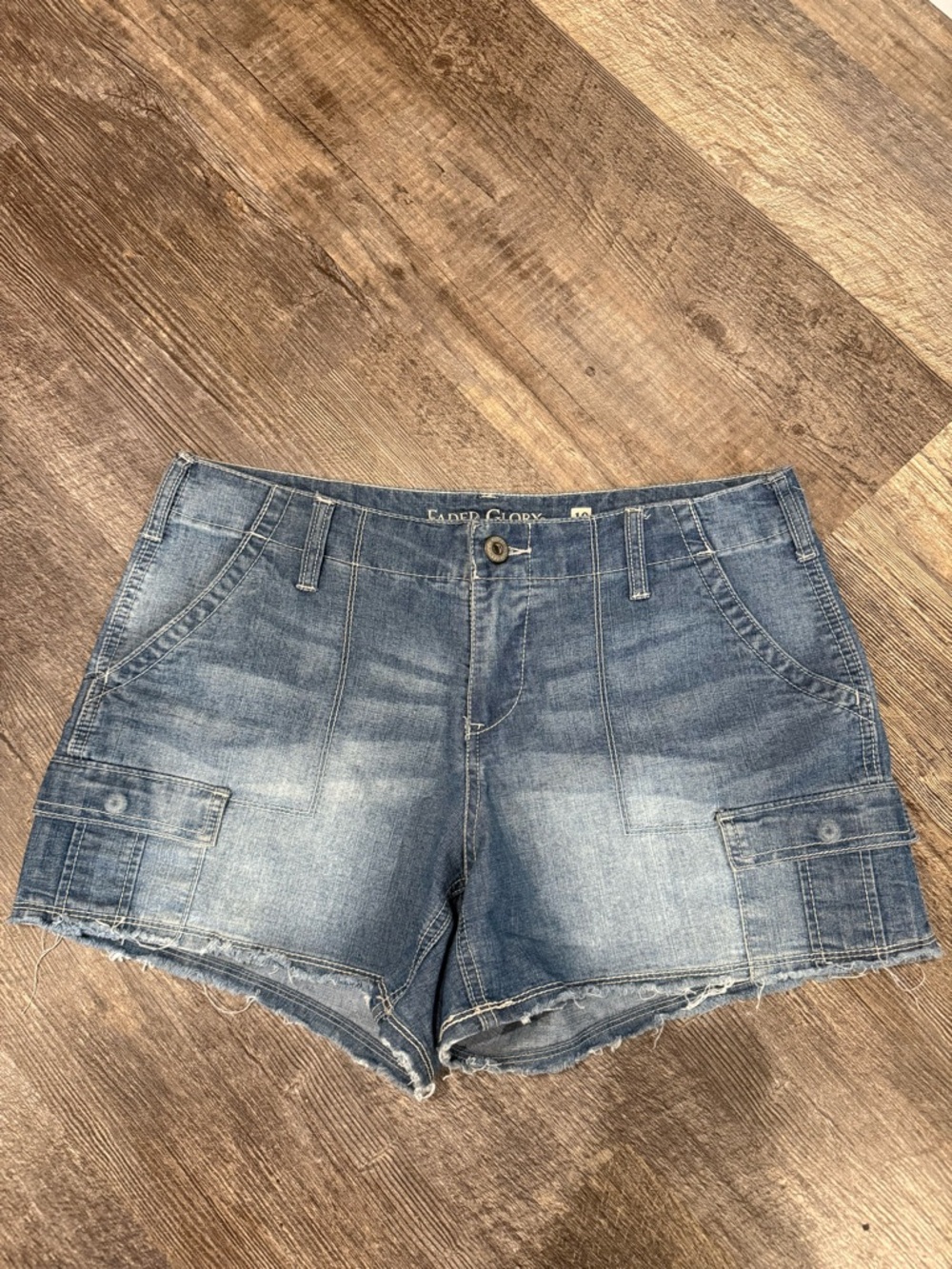 Faded Glory Women's Washed Blue Denim Cargo Shorts